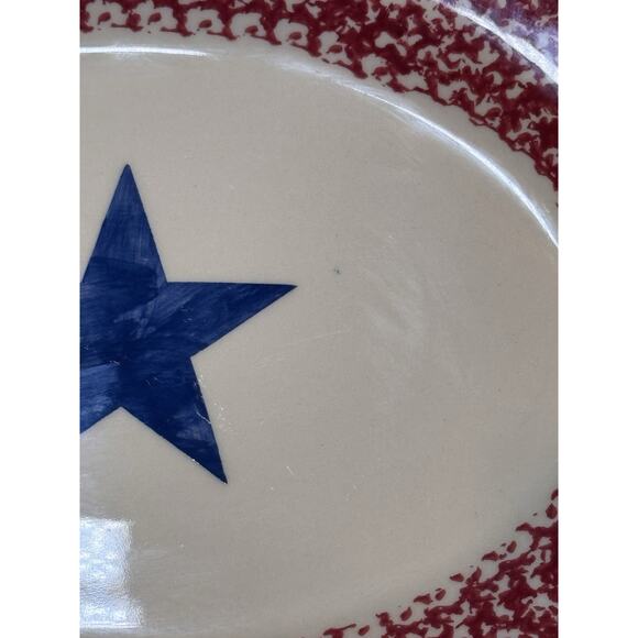 Gerald Henn Spongeware - 13" Serving Platter - Red with Star - Picture 2 of 5
